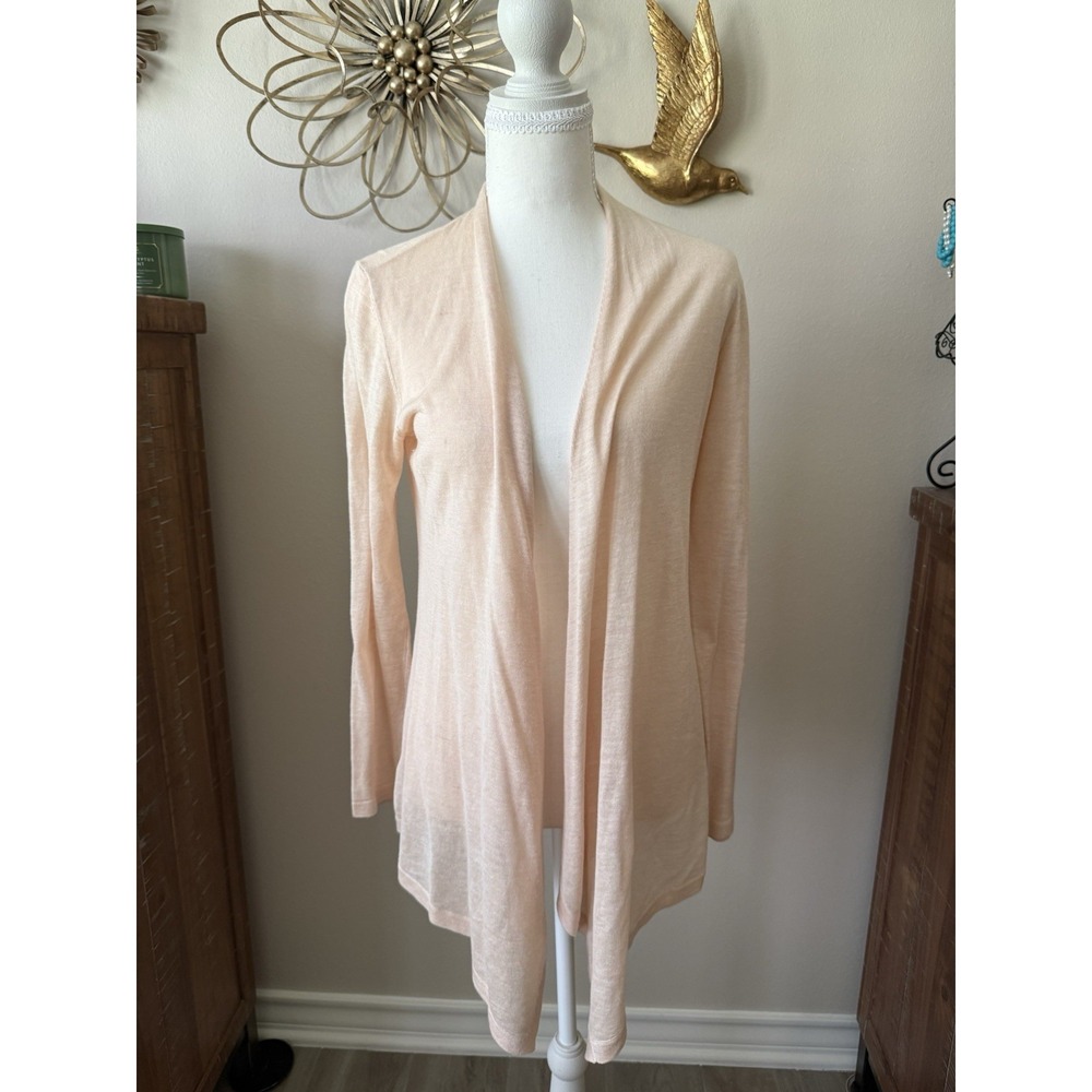 Eileen Fisher Silk Linen Cardigan Womens XS Blush Pink Open Front Lightweight